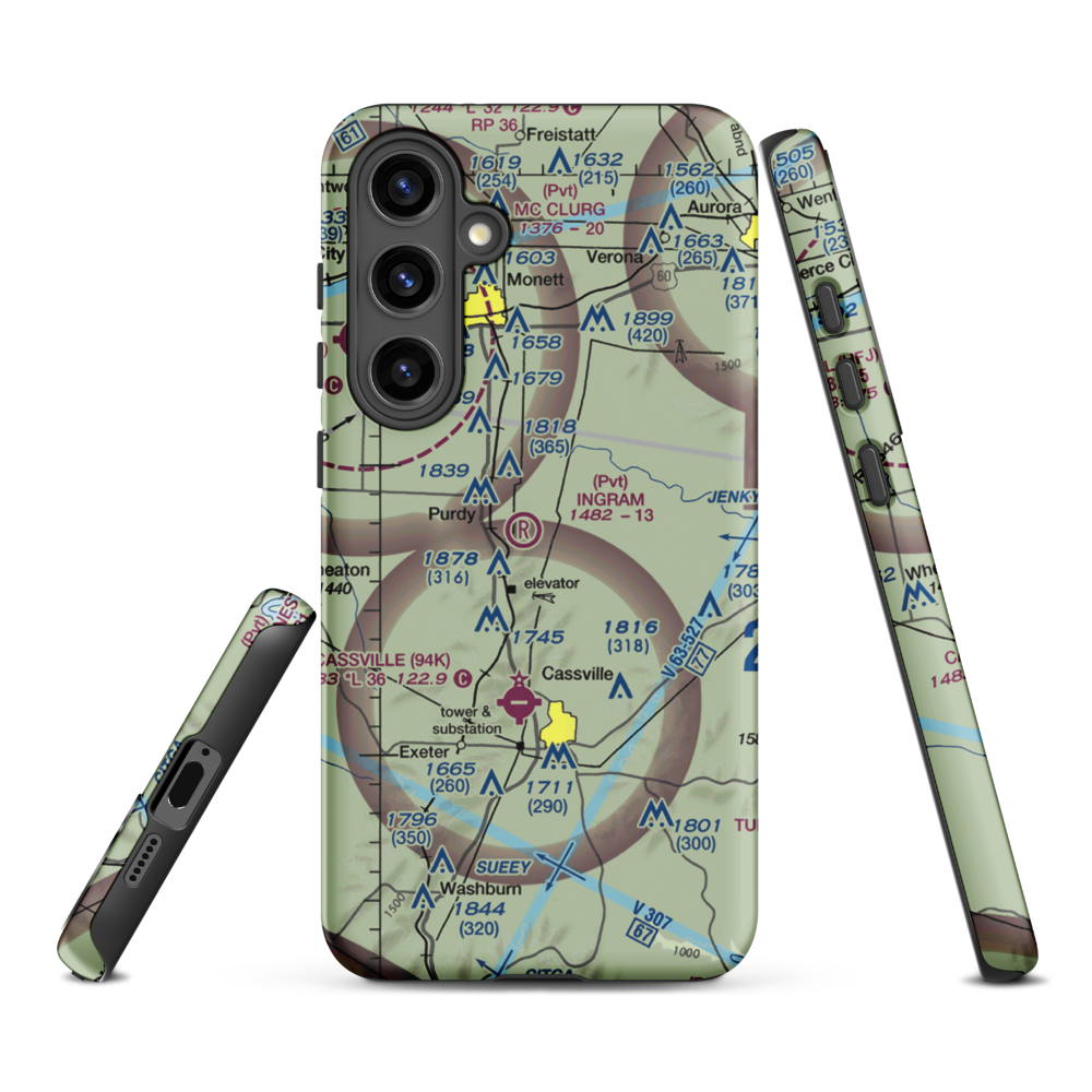 Ingram Private Airport (MU41) VFR Sectional Samsung Phone Case Samsung Galaxy S24 Plus model shown
