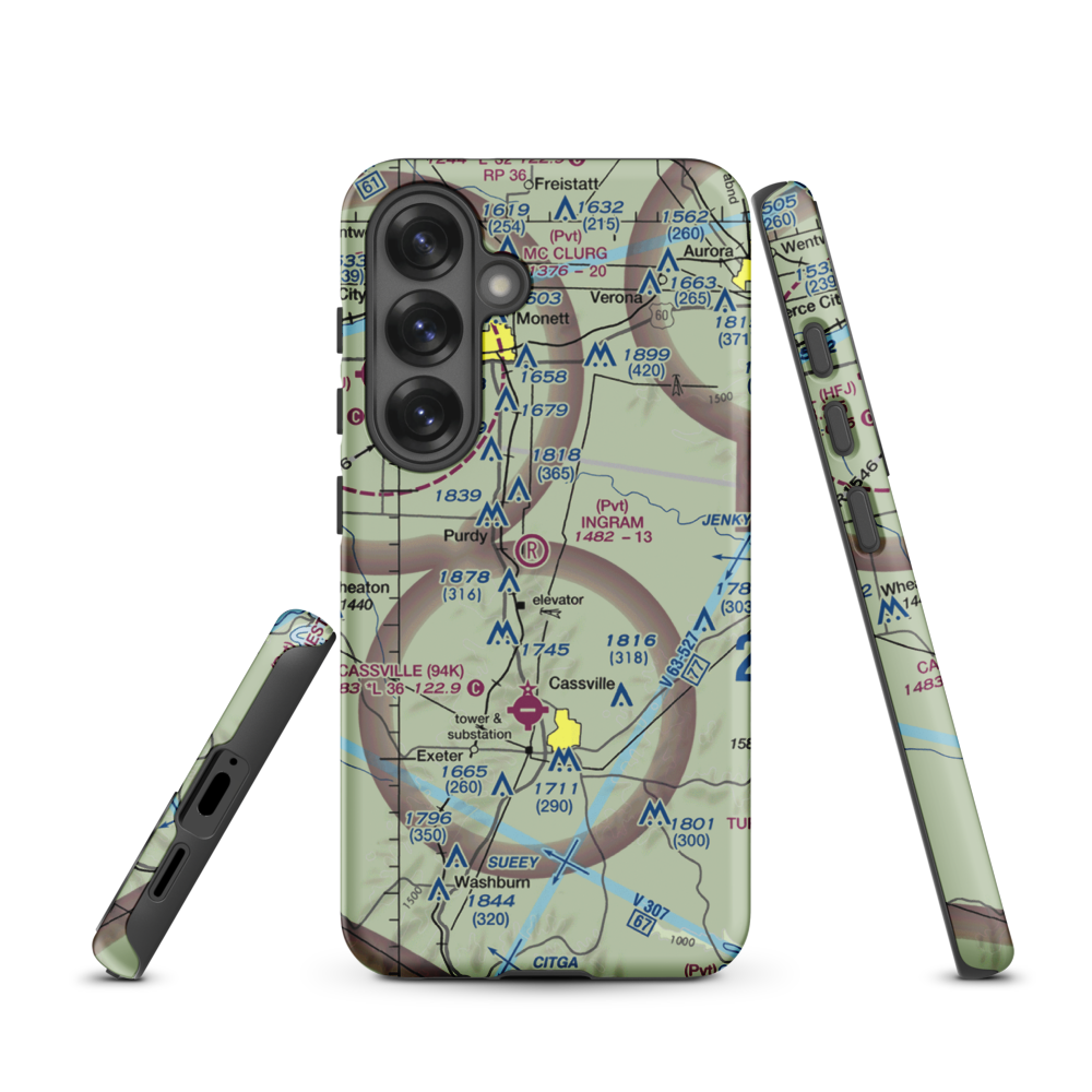 Ingram Private Airport (MU41) VFR Sectional Samsung Phone Case Samsung Galaxy S25 model shown