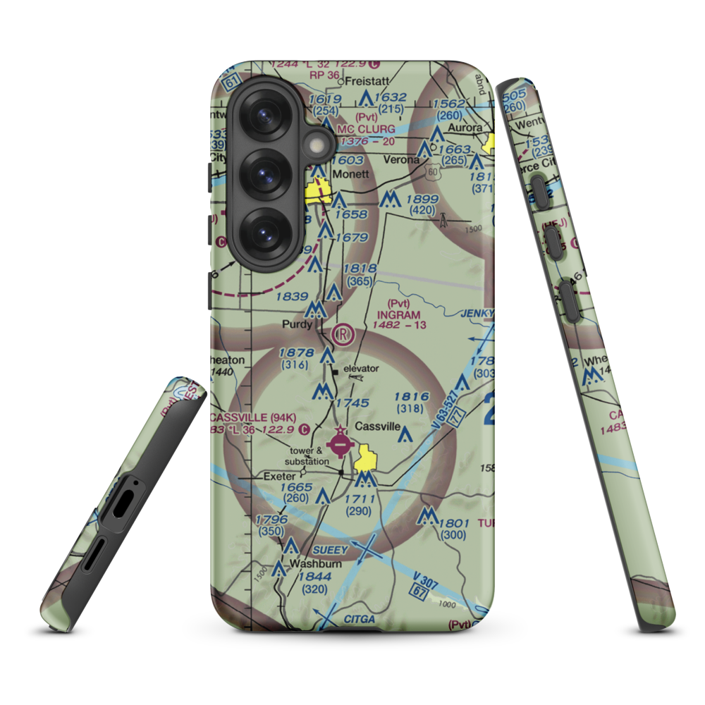 Ingram Private Airport (MU41) VFR Sectional Samsung Phone Case Samsung Galaxy S25 Plus model shown