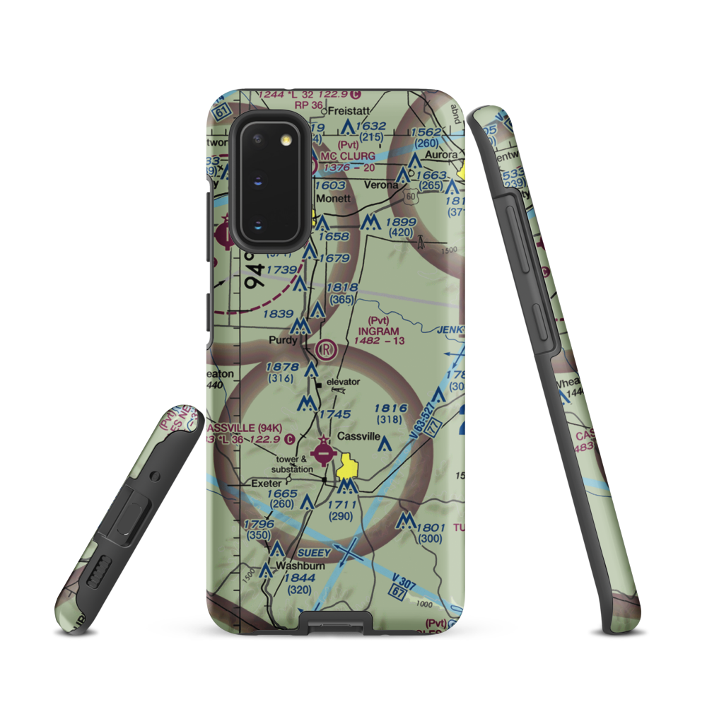 Ingram Private Airport (MU41) VFR Sectional Samsung Phone Case Samsung Galaxy S20 model shown