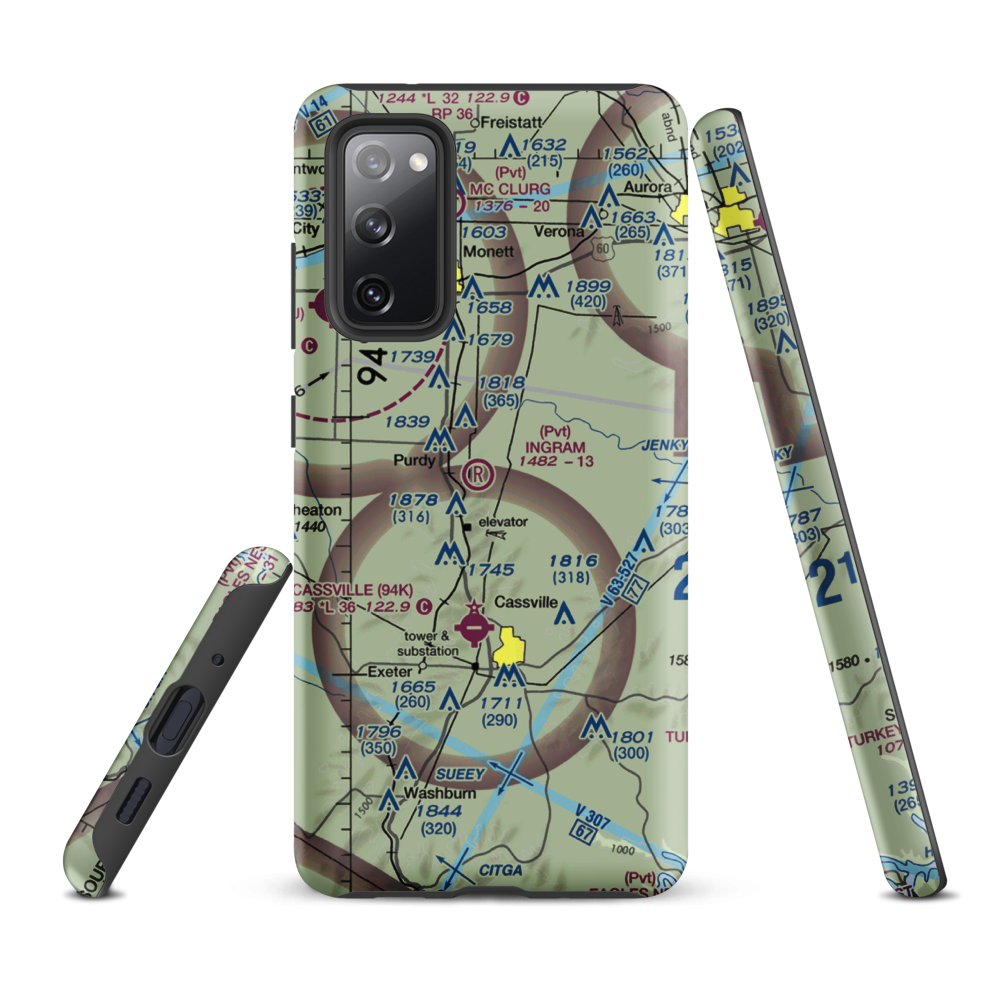 Ingram Private Airport (MU41) VFR Sectional Samsung Phone Case Samsung Galaxy S20 FE model shown