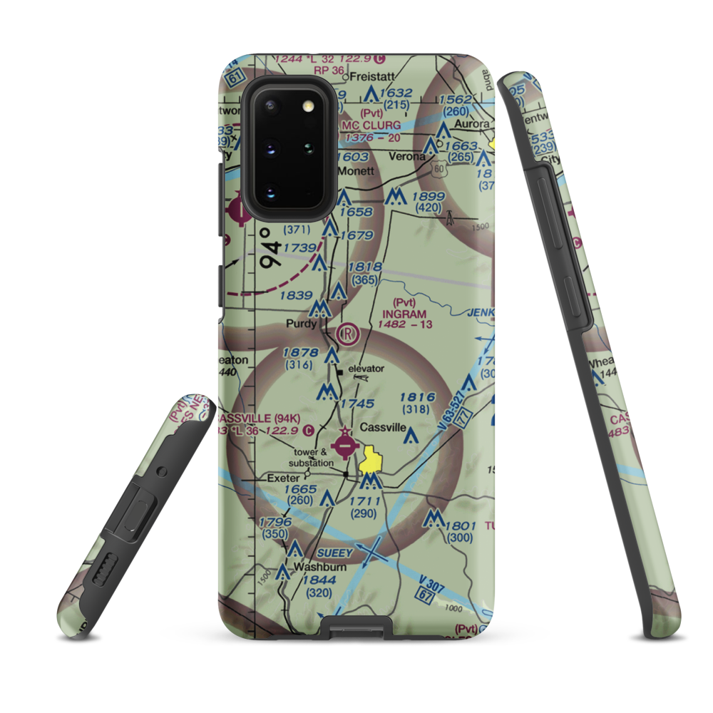 Ingram Private Airport (MU41) VFR Sectional Samsung Phone Case Samsung Galaxy S20 Plus model shown