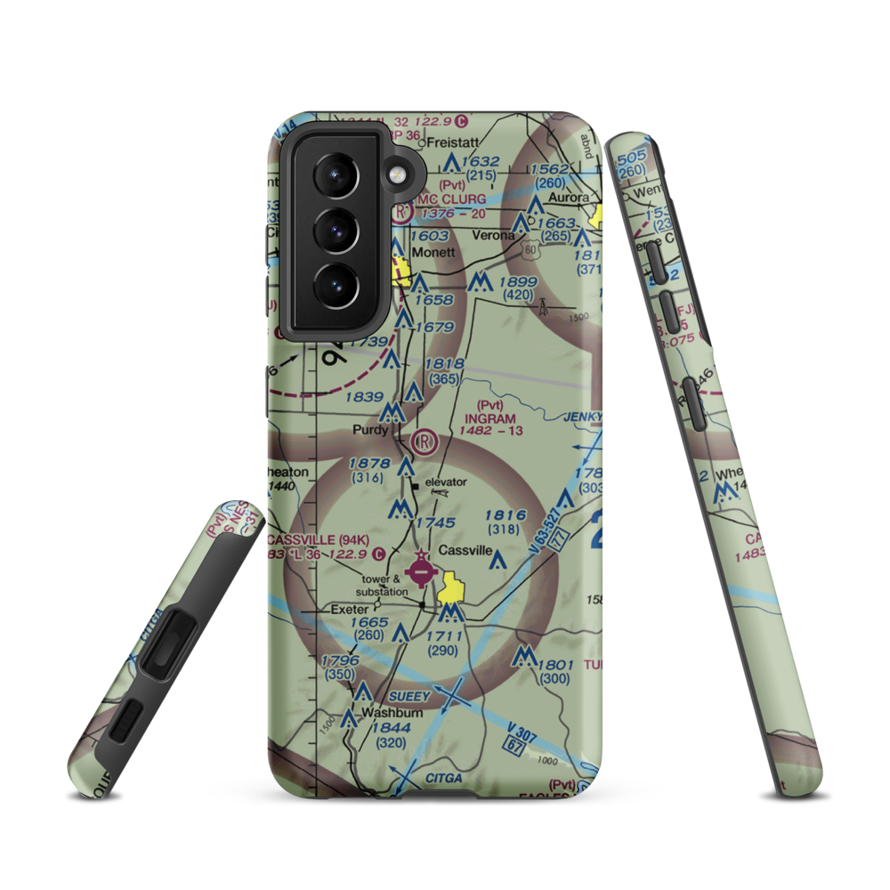 Ingram Private Airport (MU41) VFR Sectional Samsung Phone Case Samsung Galaxy S21 model shown