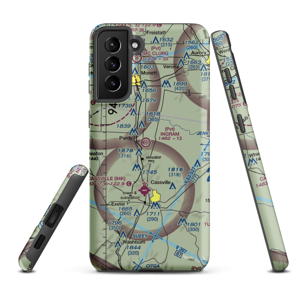 Ingram Private Airport (MU41) VFR Sectional Samsung Phone Case Samsung Galaxy S21 FE model shown