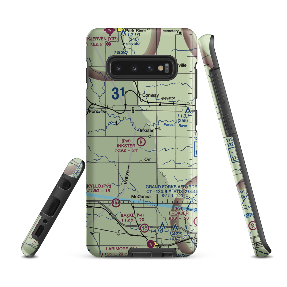 Inkster Airport (ND24) VFR Sectional Samsung Phone Case Samsung Galaxy S10 Plus model shown