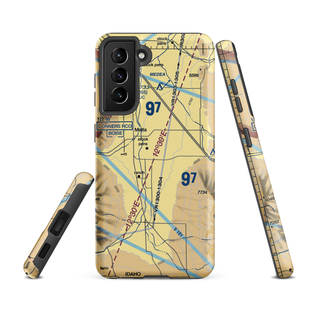 Interstate Airport (07ID) VFR Sectional Samsung Phone Case Samsung Galaxy S21 FE model shown