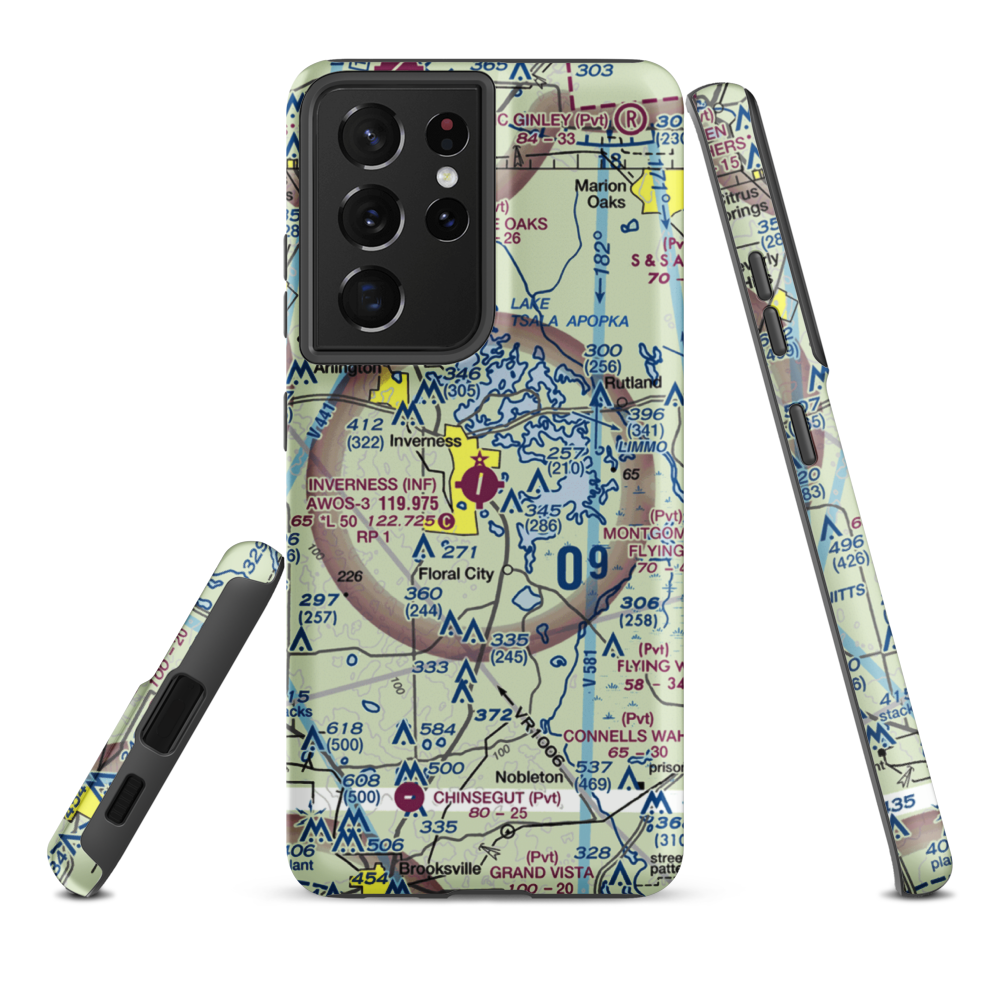 Inverness Airport (INF) VFR Sectional Samsung Phone Case Samsung Galaxy S21 Ultra model shown