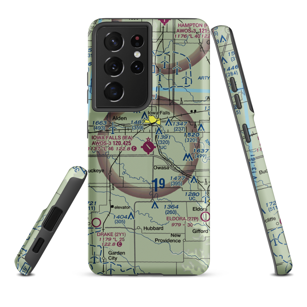 Iowa Falls Municipal Airport (IFA) VFR Sectional Samsung Phone Case Samsung Galaxy S21 Ultra model shown