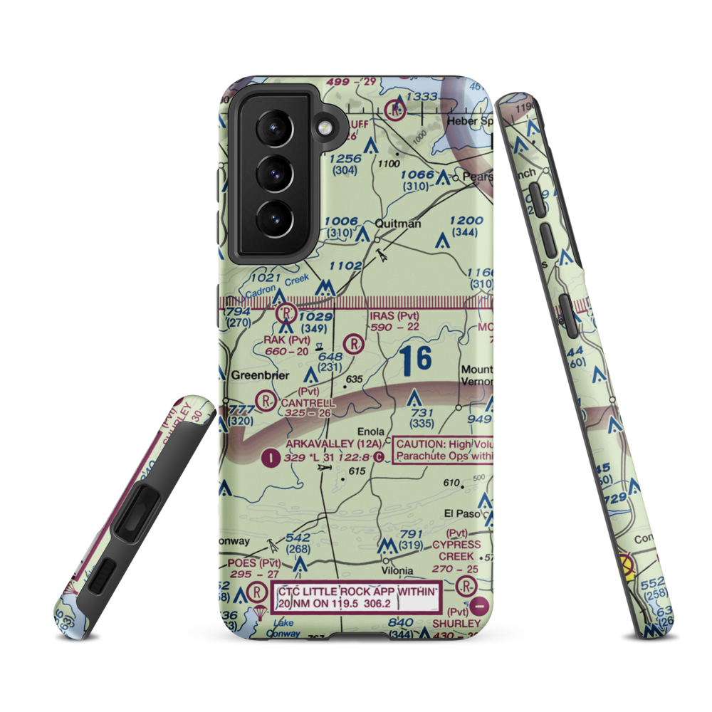 Ira's Airstrip (52AR) VFR Sectional Samsung Phone Case Samsung Galaxy S21 FE model shown