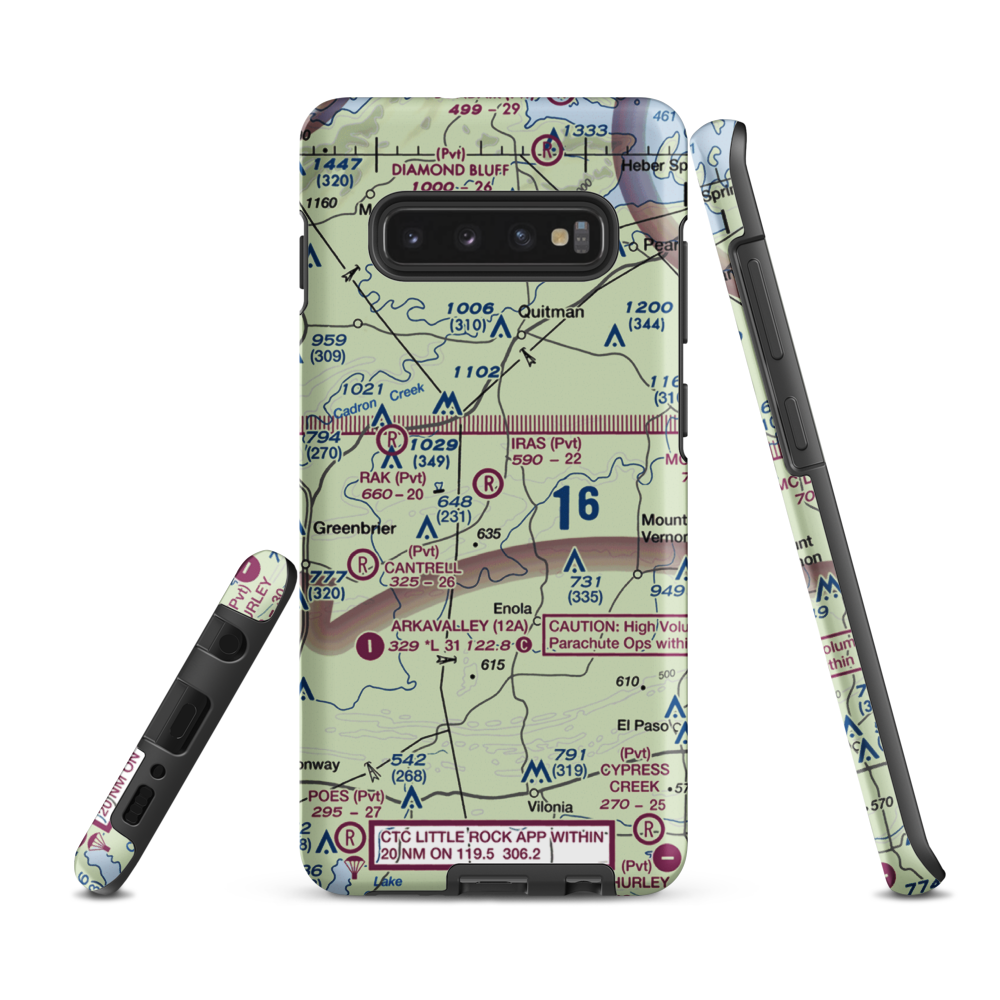 Ira's Airstrip (52AR) VFR Sectional Samsung Phone Case Samsung Galaxy S10 Plus model shown