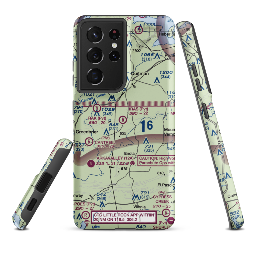 Ira's Airstrip (52AR) VFR Sectional Samsung Phone Case Samsung Galaxy S21 Plus model shown