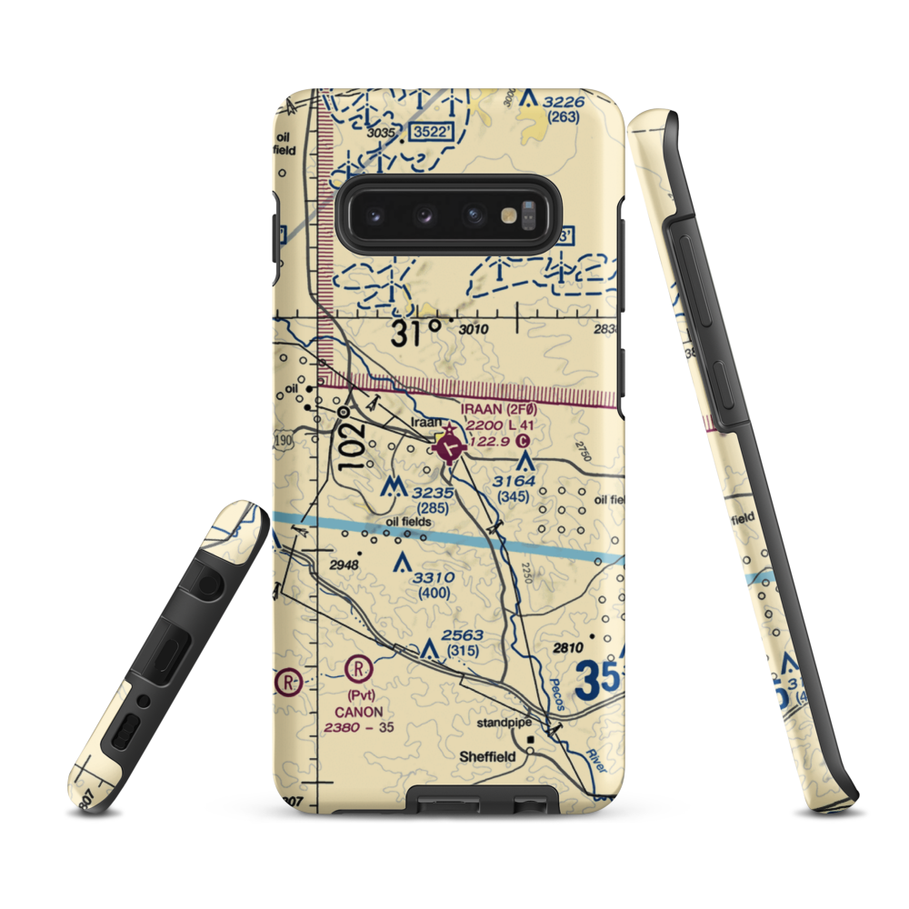 Iraan Municipal Airport (2F0) VFR Sectional Samsung Phone Case Samsung Galaxy S10 Plus model shown