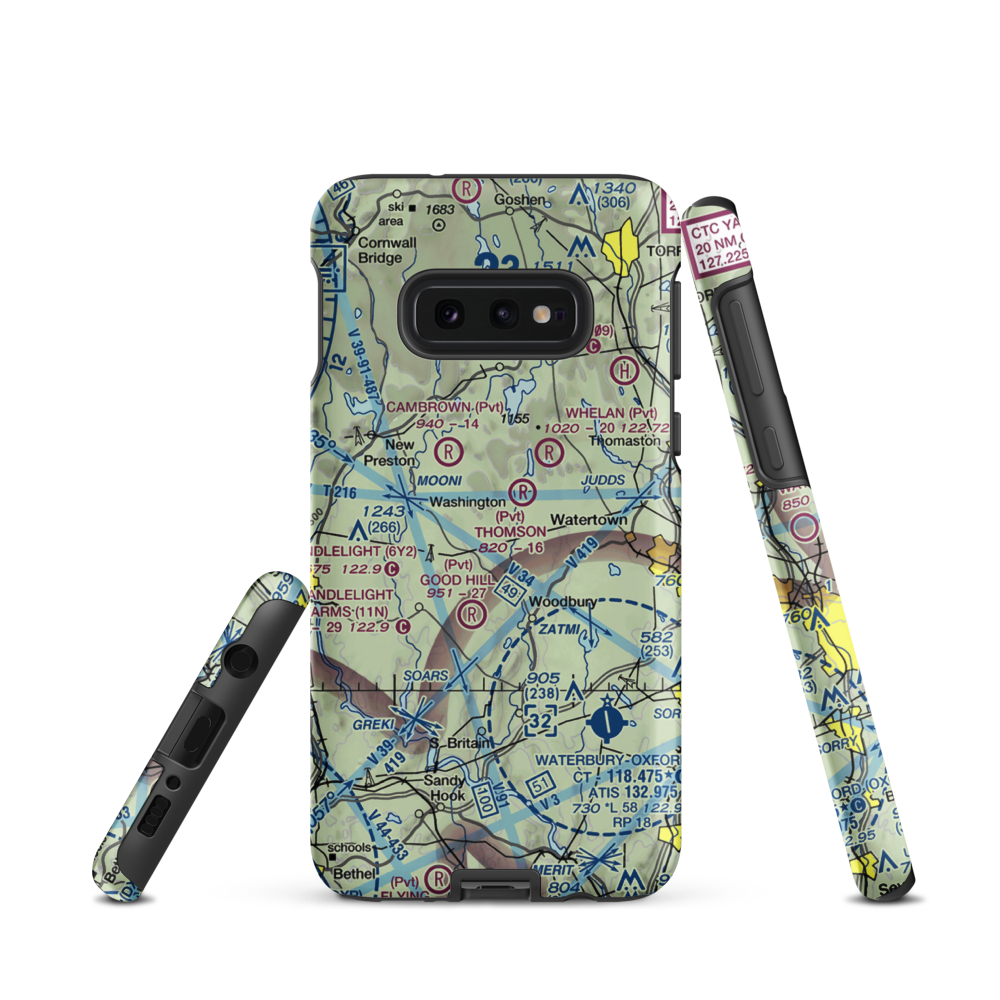 Irish Hills Farms Airport (33CT) VFR Sectional Samsung Phone Case Samsung Galaxy S10 Plus model shown