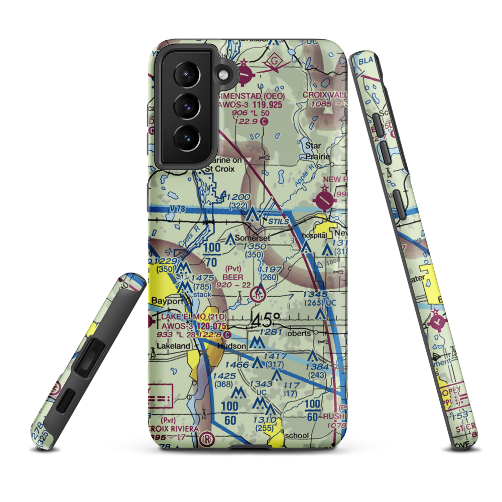 Irlbeck Airport (24WI) VFR Sectional Samsung Phone Case Samsung Galaxy S21 FE model shown