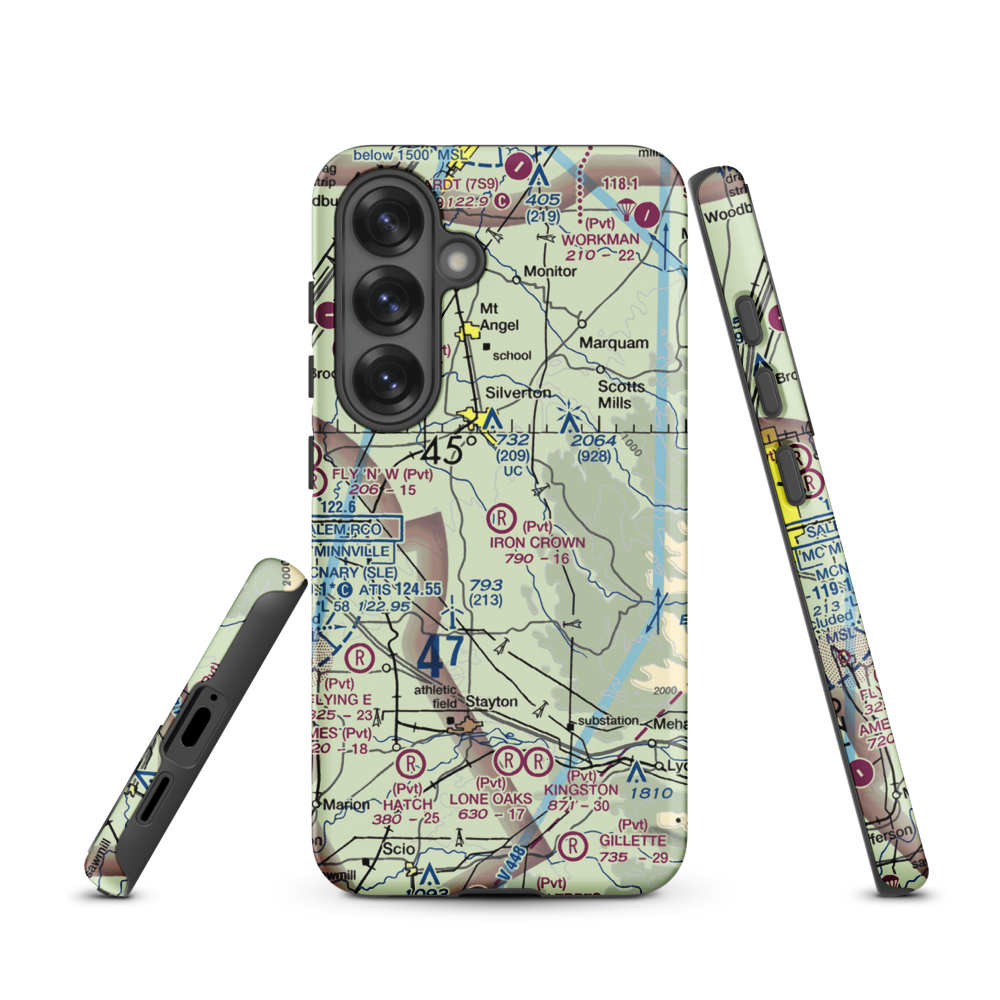 Iron Crown Airport (22OR) VFR Sectional Samsung Phone Case Samsung Galaxy S25 model shown