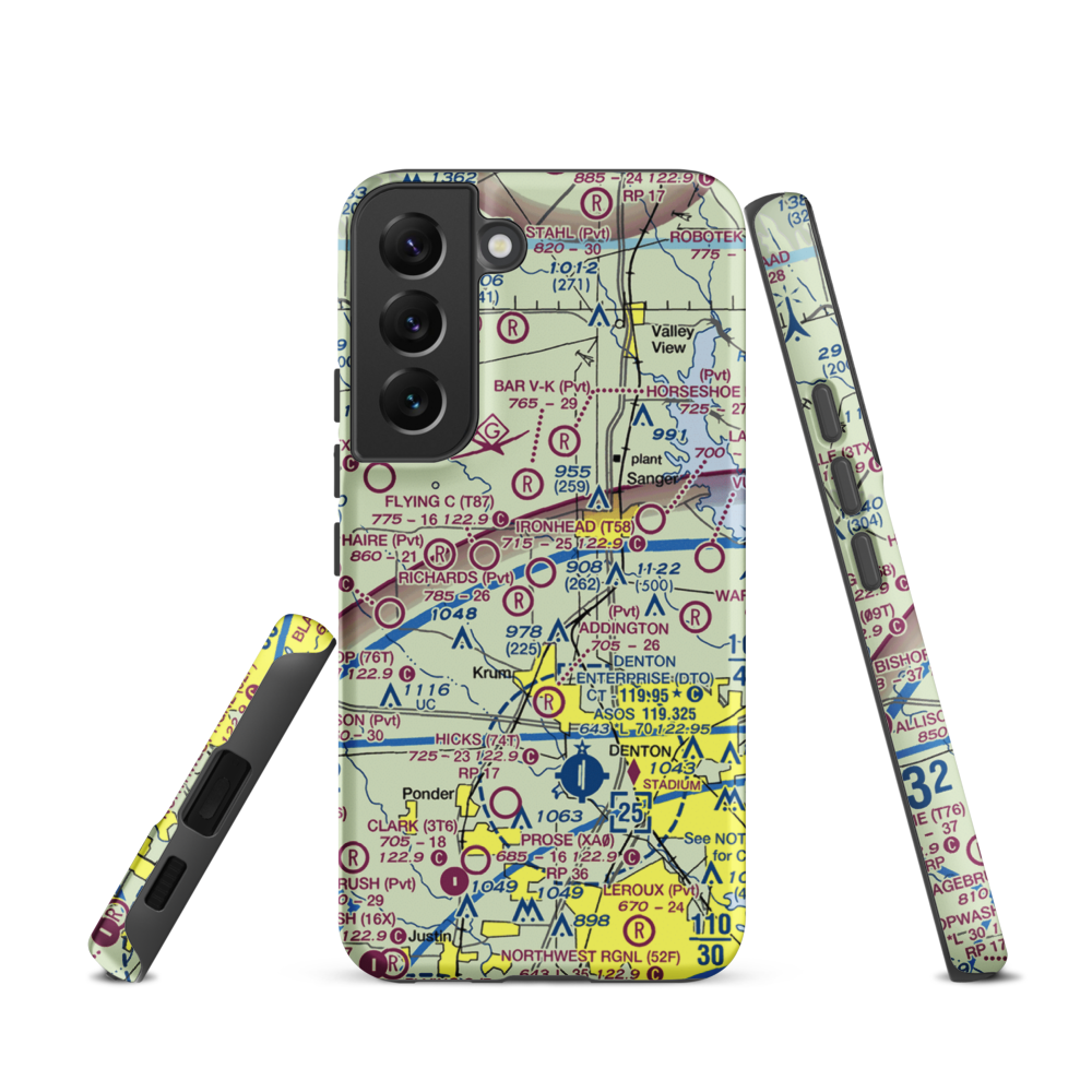 Ironhead Airport (T58) VFR Sectional Samsung Phone Case Samsung Galaxy S22 model shown