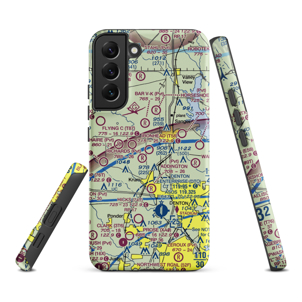 Ironhead Airport (T58) VFR Sectional Samsung Phone Case Samsung Galaxy S22 Plus model shown