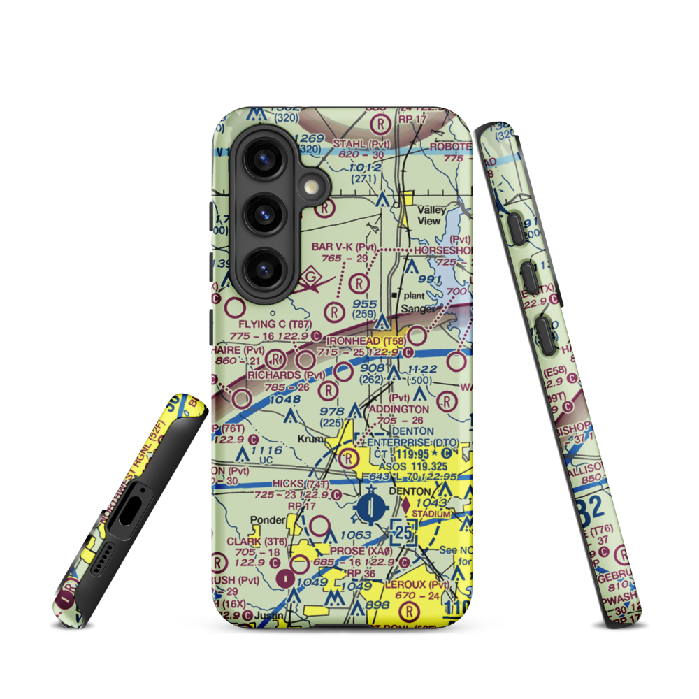 Ironhead Airport (T58) VFR Sectional Samsung Phone Case Samsung Galaxy S24 model shown