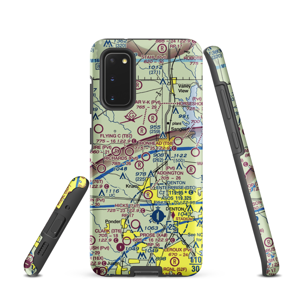 Ironhead Airport (T58) VFR Sectional Samsung Phone Case Samsung Galaxy S20 model shown