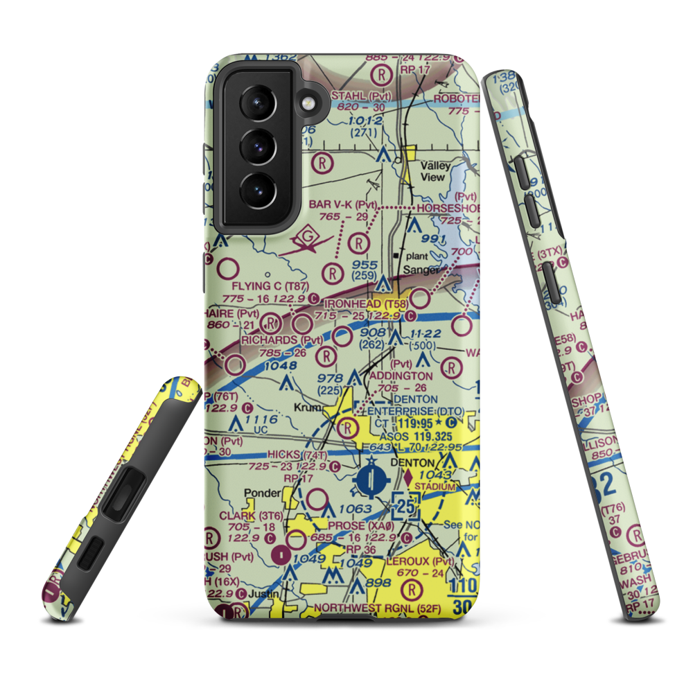 Ironhead Airport (T58) VFR Sectional Samsung Phone Case Samsung Galaxy S21 FE model shown