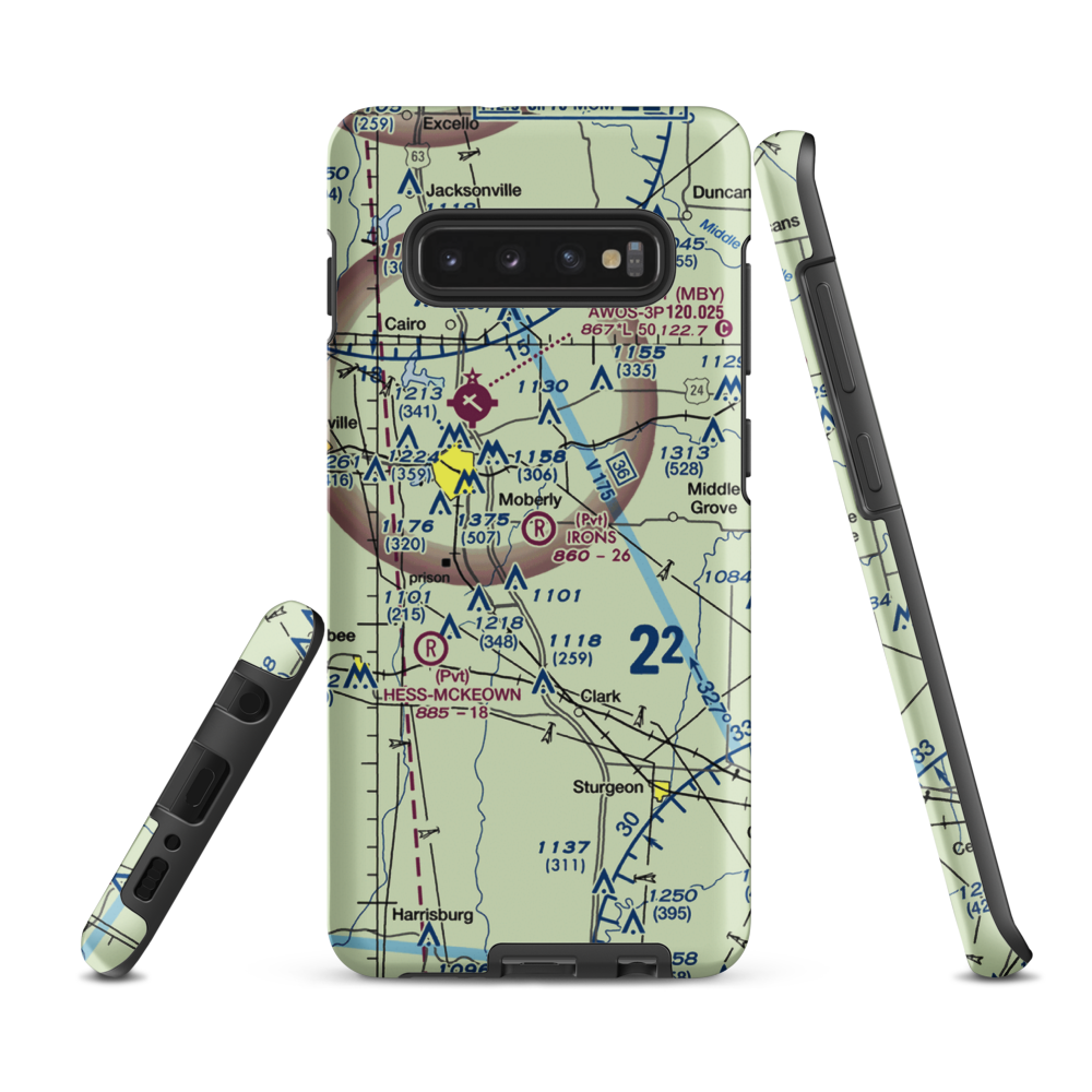 Irons Airport (5MO1) VFR Sectional Samsung Phone Case Samsung Galaxy S10 Plus model shown
