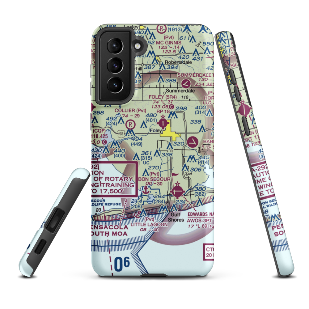 Irwin Farms Airport (4AL2) VFR Sectional Samsung Phone Case Samsung Galaxy S21 FE model shown