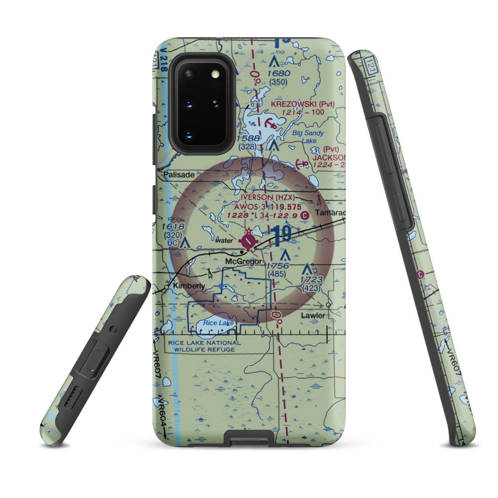 Isedor Iverson Airport (HZX) VFR Sectional Samsung Phone Case Samsung Galaxy S20 Plus model shown