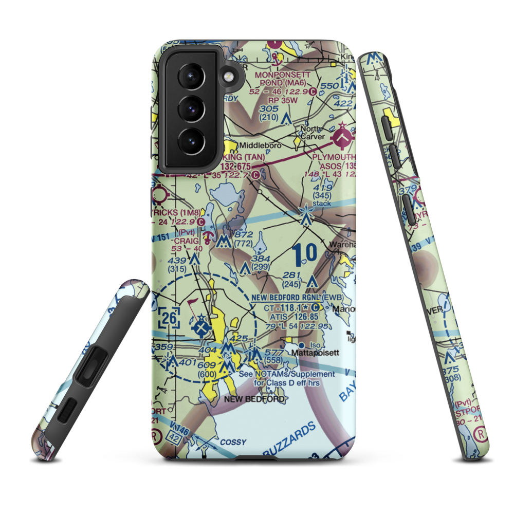 Island Air Service Seaplane Base (MA65) VFR Sectional Samsung Phone Case Samsung Galaxy S21 FE model shown