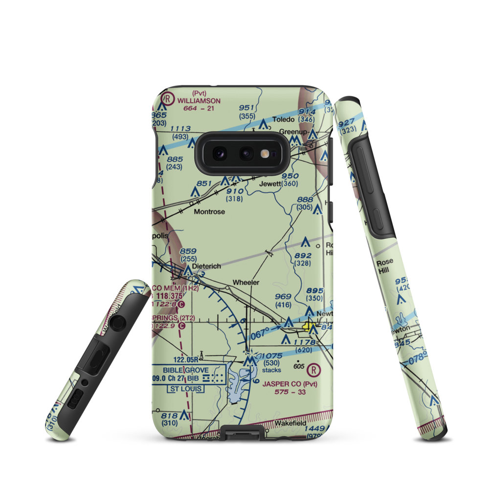 Isley Airport (33LL) VFR Sectional Samsung Phone Case Samsung Galaxy S10 Plus model shown