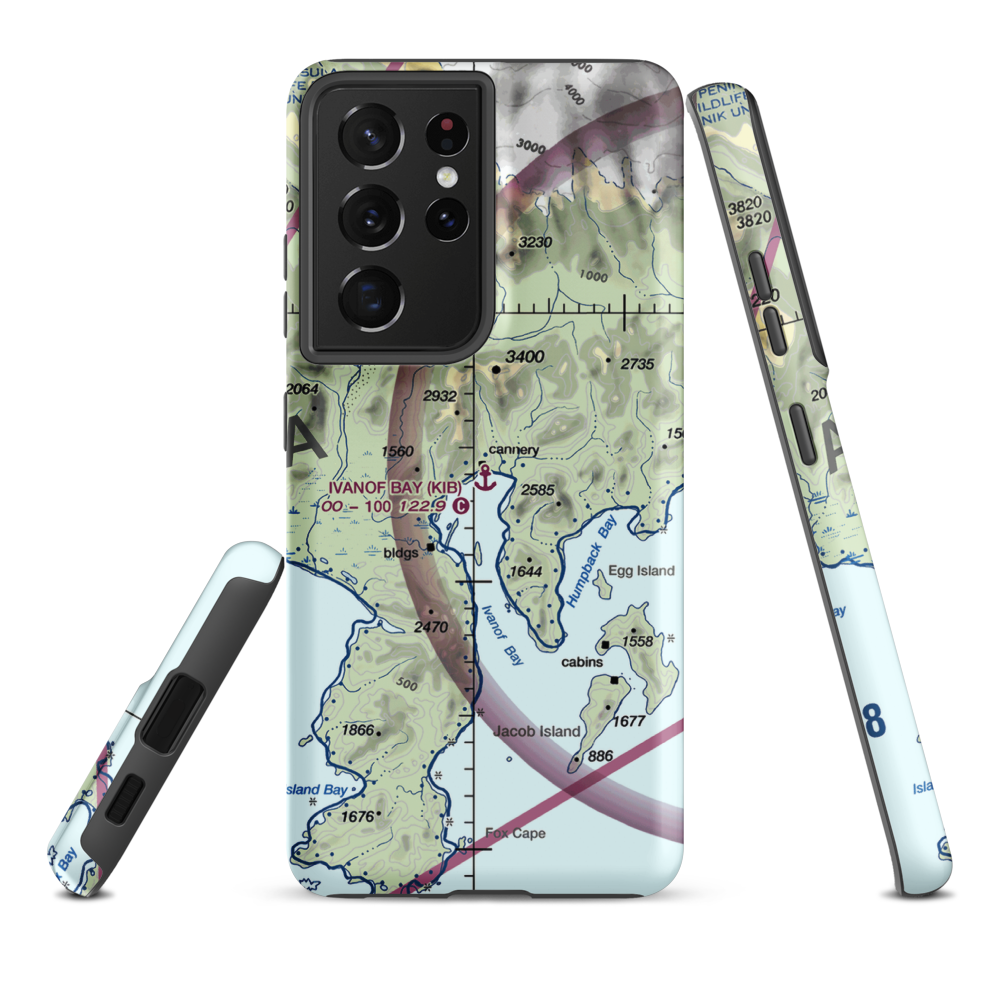 Ivanof Bay Seaplane Base (KIB) VFR Sectional Samsung Phone Case Samsung Galaxy S21 Ultra model shown