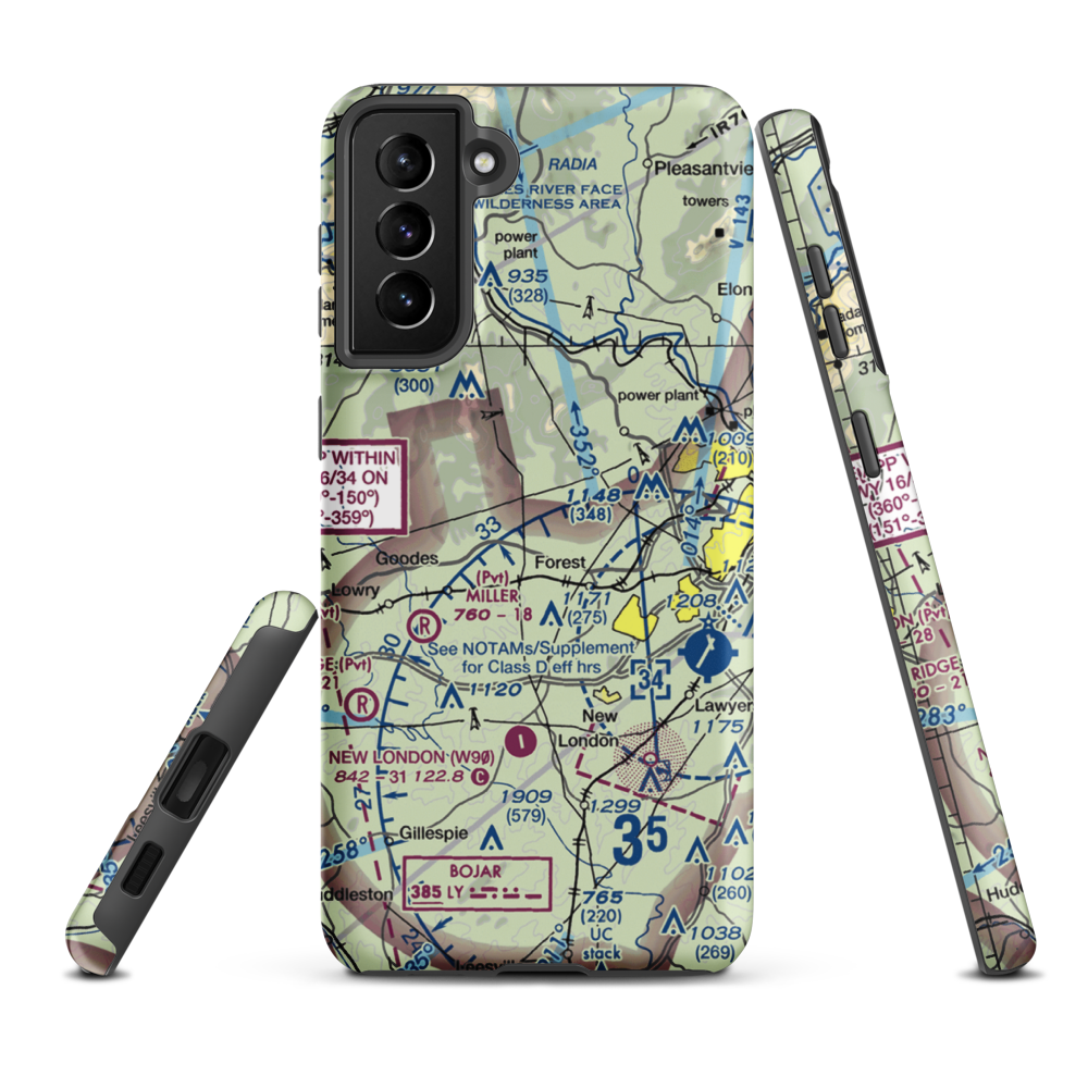 Ivy Hill Airport (VA65) VFR Sectional Samsung Phone Case Samsung Galaxy S21 FE model shown