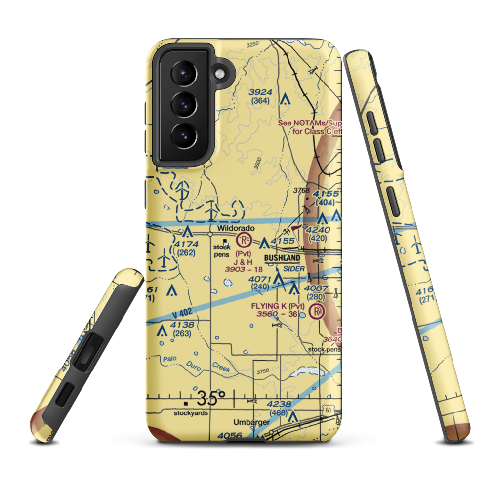 J & H Airport (5TS7) VFR Sectional Samsung Phone Case Samsung Galaxy S21 Plus model shown