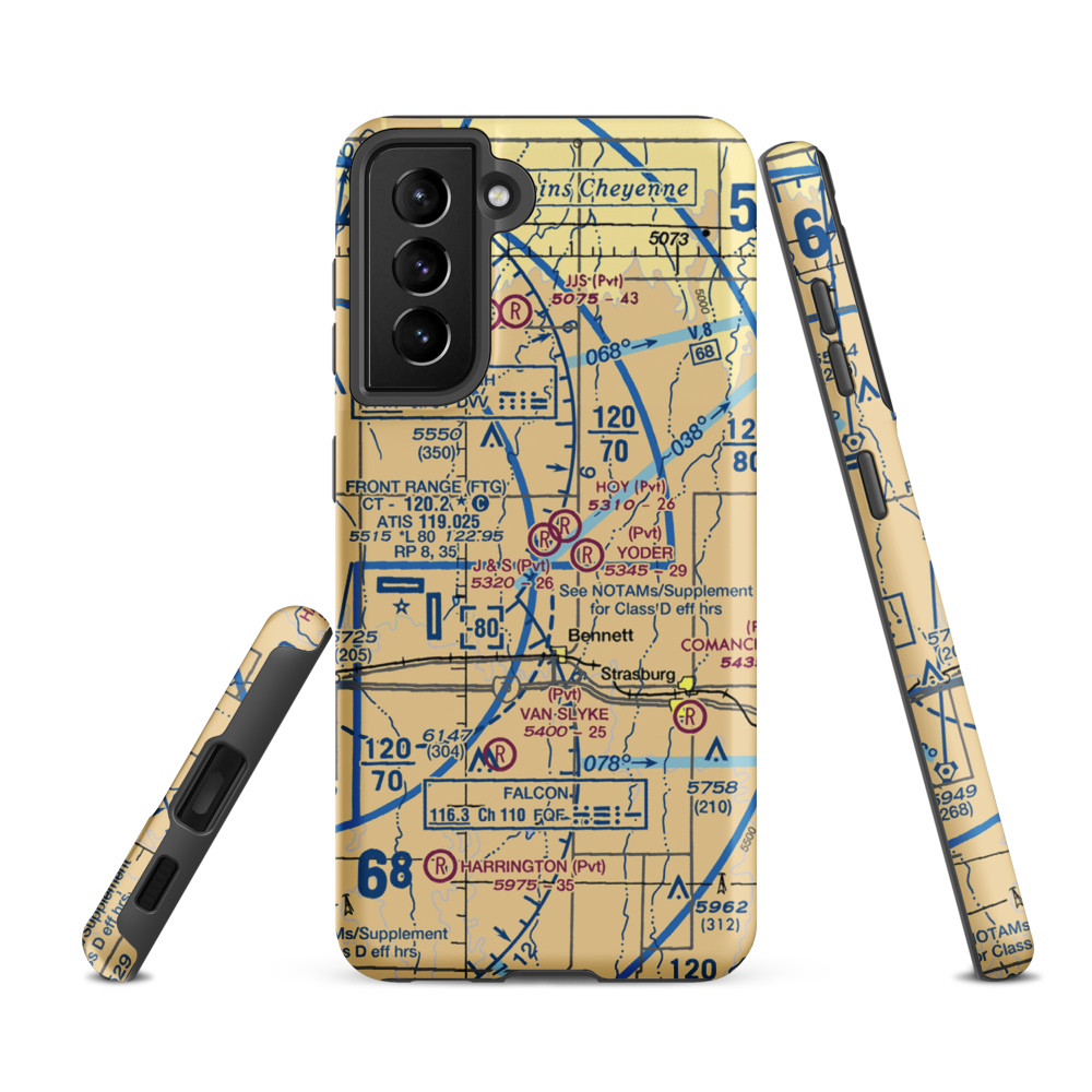 J & S Airport (CD14) VFR Sectional Samsung Phone Case Samsung Galaxy S21 FE model shown