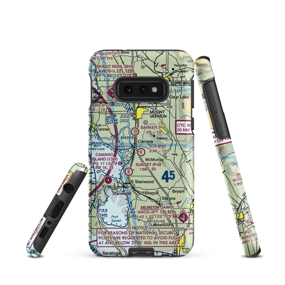 J C's Airport (27WA) VFR Sectional Samsung Phone Case Samsung Galaxy S10e model shown
