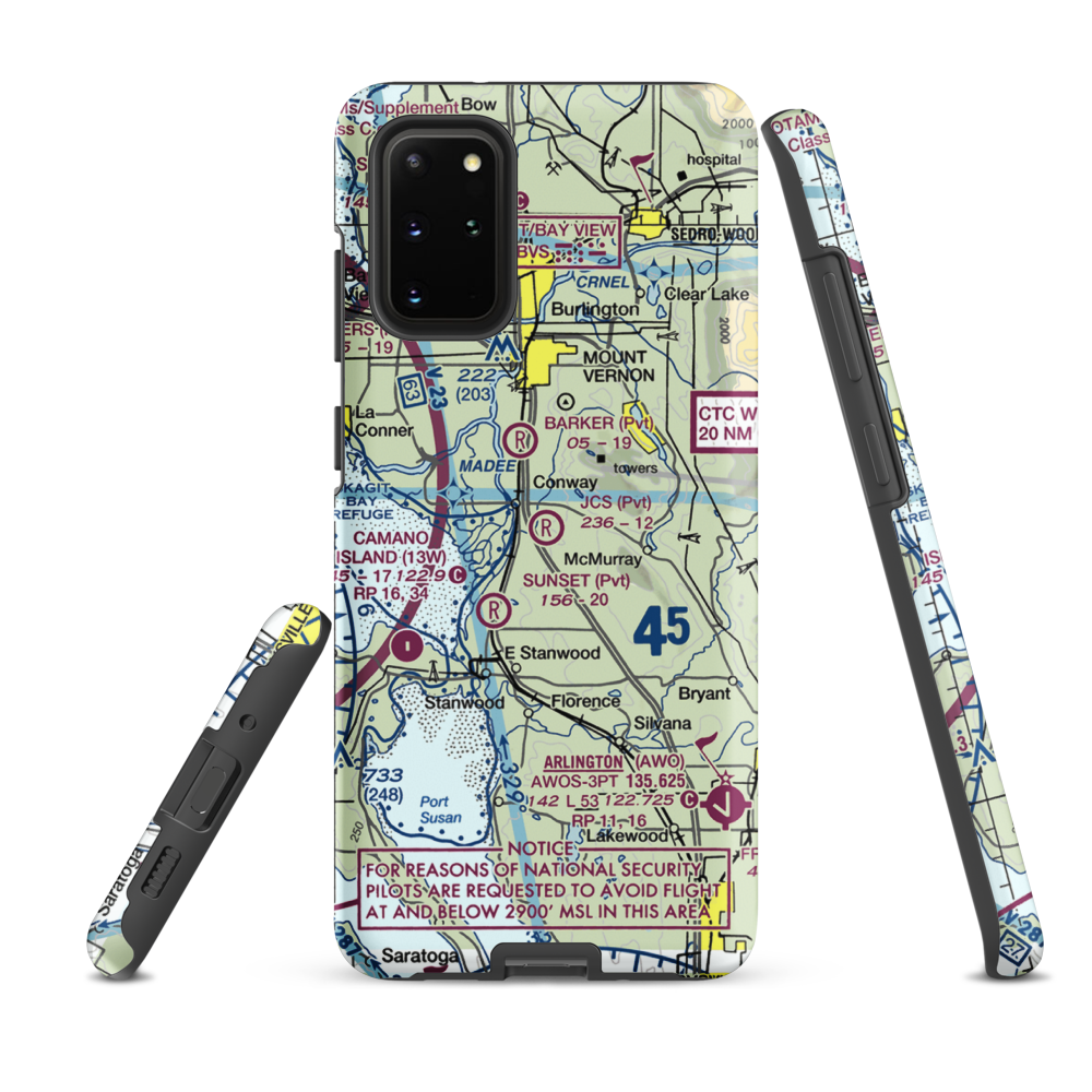J C's Airport (27WA) VFR Sectional Samsung Phone Case Samsung Galaxy S20 Plus model shown