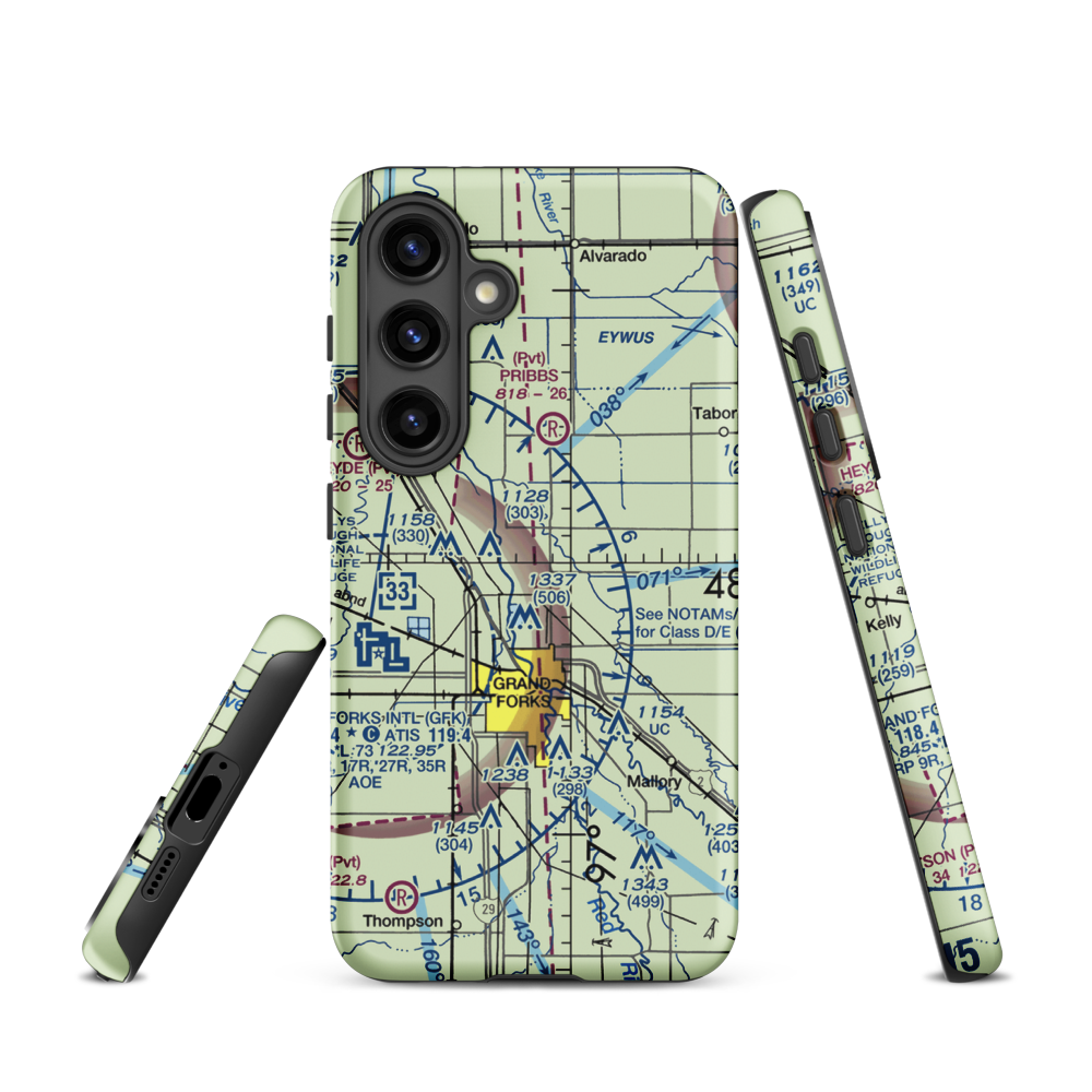J J and T Airport (MN81) VFR Sectional Samsung Phone Case Samsung Galaxy S24 model shown