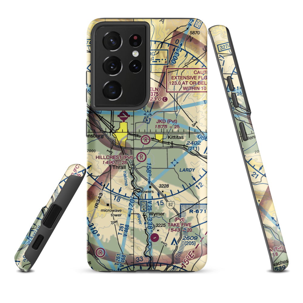 J K D Farms Airport (WN64) VFR Sectional Samsung Phone Case Samsung Galaxy S21 Plus model shown