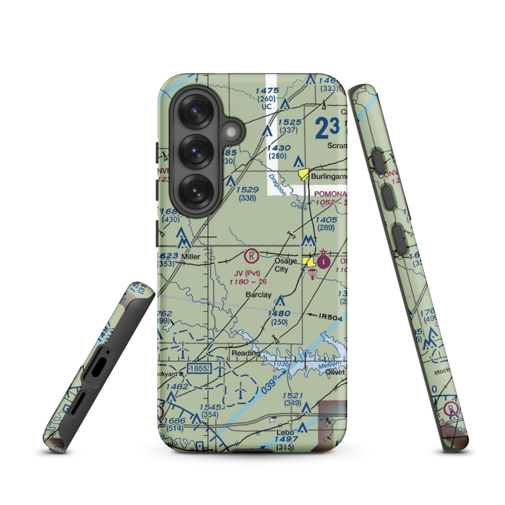 J V Ranch Airport (0KS0) VFR Sectional Samsung Phone Case Samsung Galaxy S25 model shown