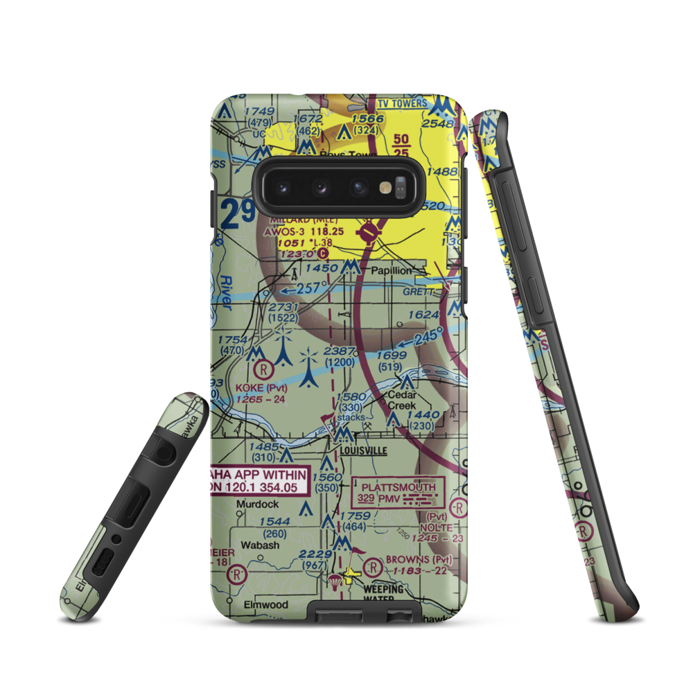 J&J Airport (72NE) VFR Sectional Samsung Phone Case Samsung Galaxy S10 model shown