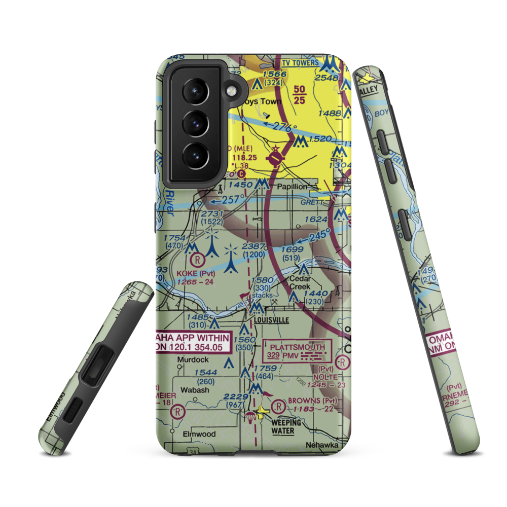 J&J Airport (72NE) VFR Sectional Samsung Phone Case Samsung Galaxy S21 Ultra model shown