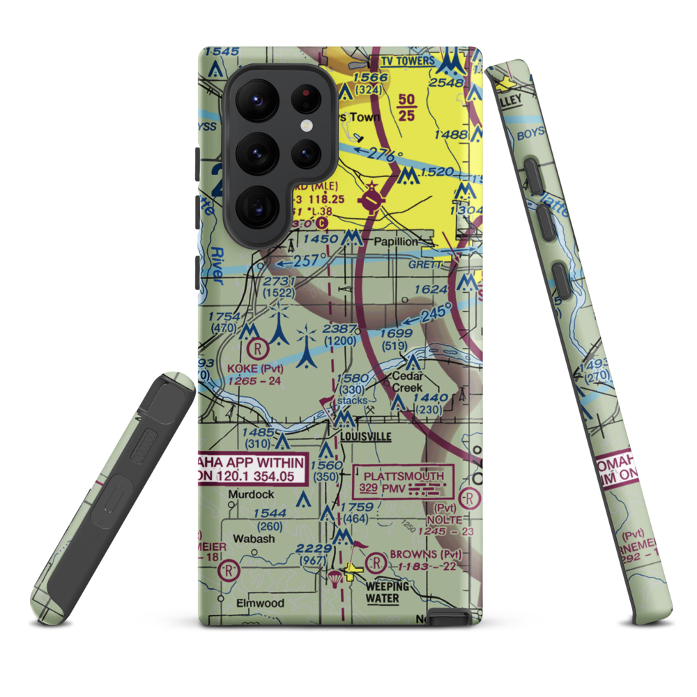 J&J Airport (72NE) VFR Sectional Samsung Phone Case Samsung Galaxy S22 Ultra model shown