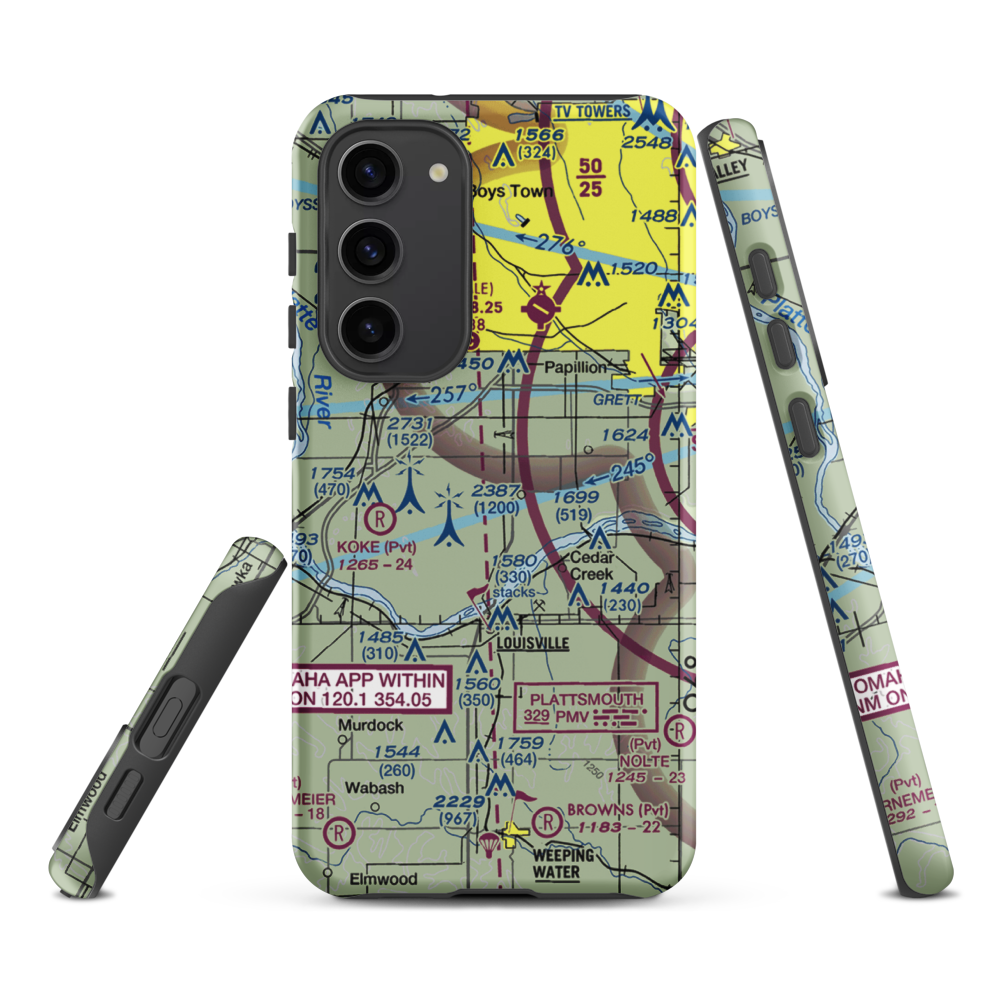 J&J Airport (72NE) VFR Sectional Samsung Phone Case Samsung Galaxy S23 Plus model shown