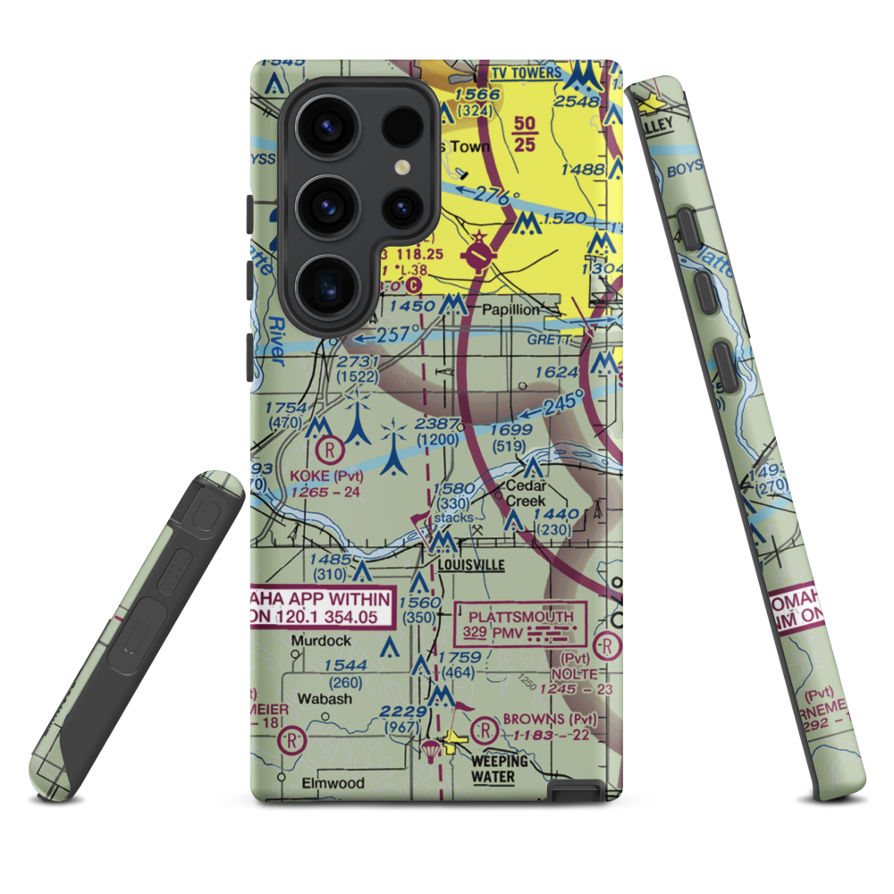 J&J Airport (72NE) VFR Sectional Samsung Phone Case Samsung Galaxy S23 Ultra model shown