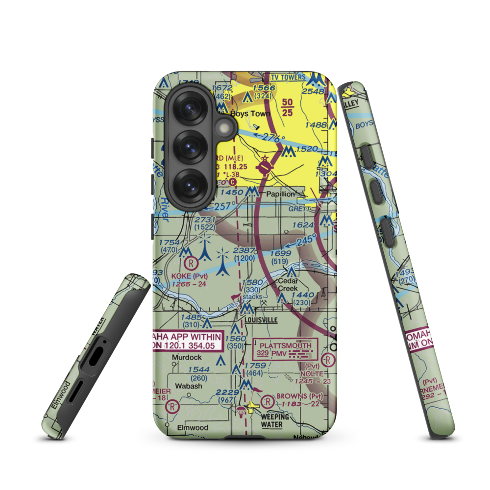 J&J Airport (72NE) VFR Sectional Samsung Phone Case Samsung Galaxy S25 model shown