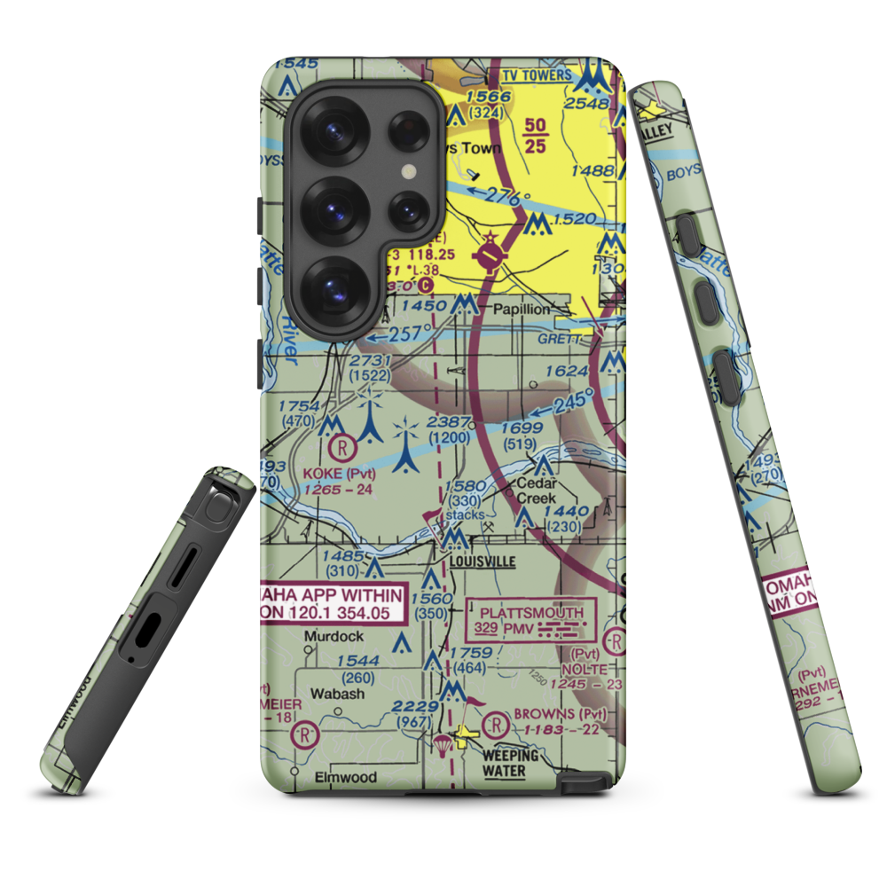 J&J Airport (72NE) VFR Sectional Samsung Phone Case Samsung Galaxy S25 Ultra model shown