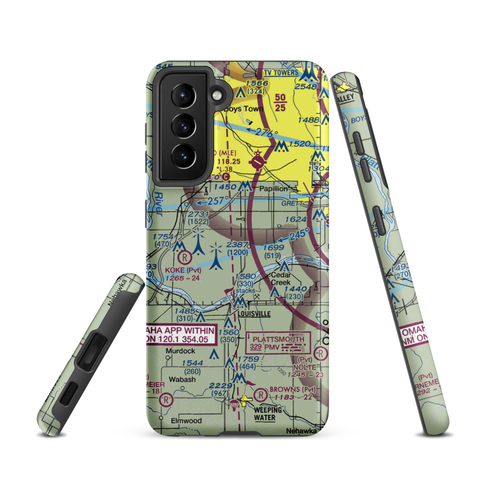 J&J Airport (72NE) VFR Sectional Samsung Phone Case Samsung Galaxy S21 model shown