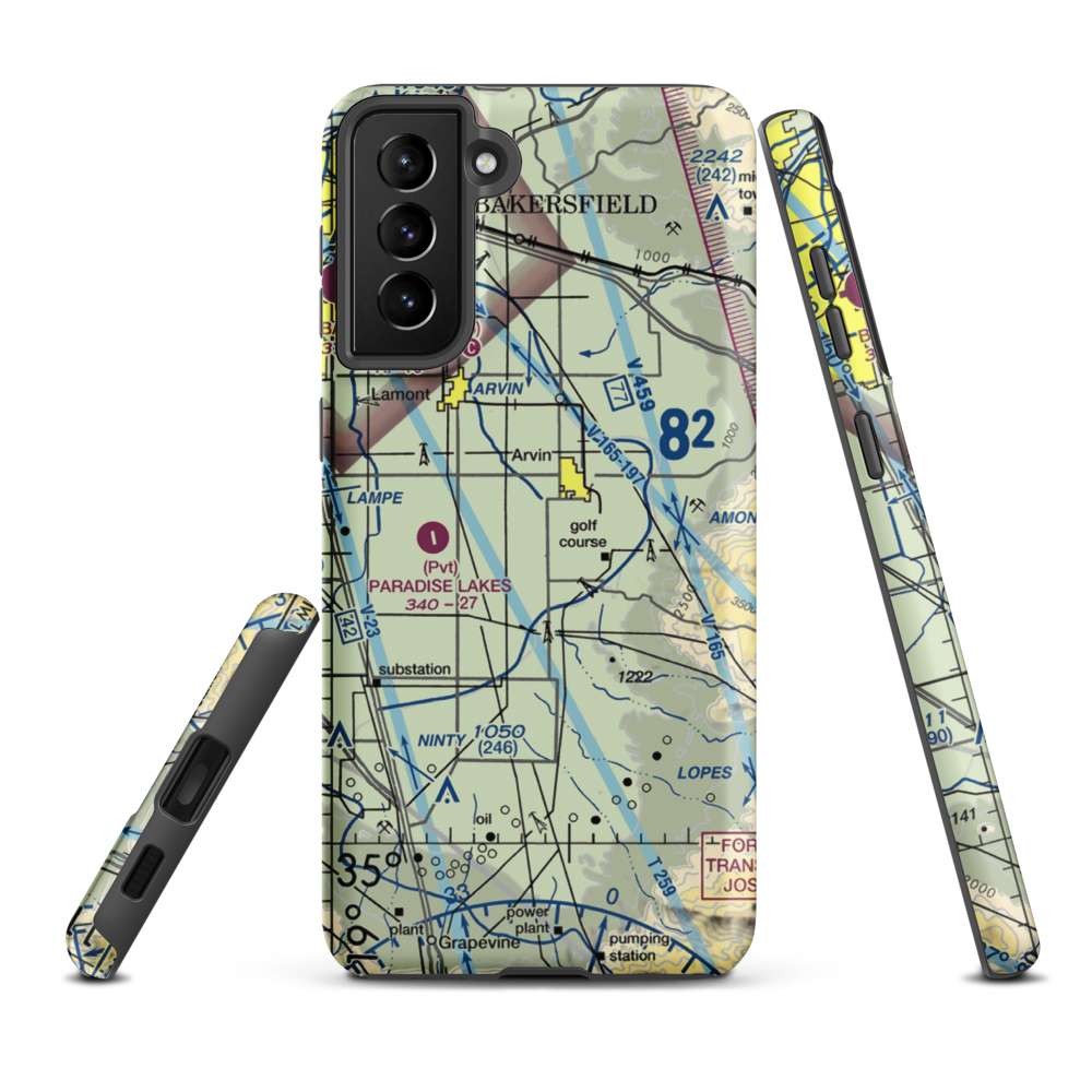 J&J Crop Dusters Inc Airport (6CA7) VFR Sectional Samsung Phone Case Samsung Galaxy S21 FE model shown