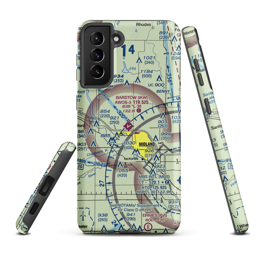 Jack Barstow Airport (IKW) VFR Sectional Samsung Phone Case Samsung Galaxy S21 Plus model shown
