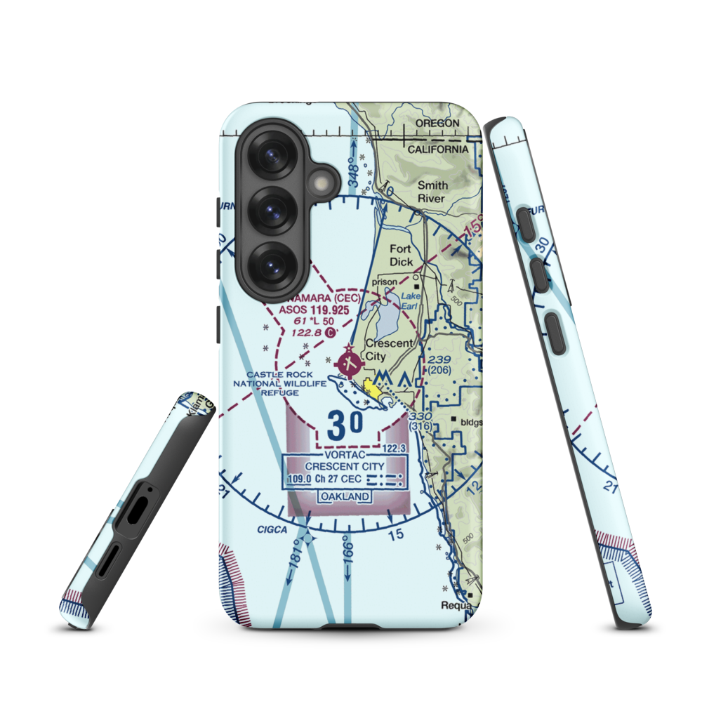 Jack Mc Namara Field Airport (CEC) VFR Sectional Samsung Phone Case Samsung Galaxy S25 model shown
