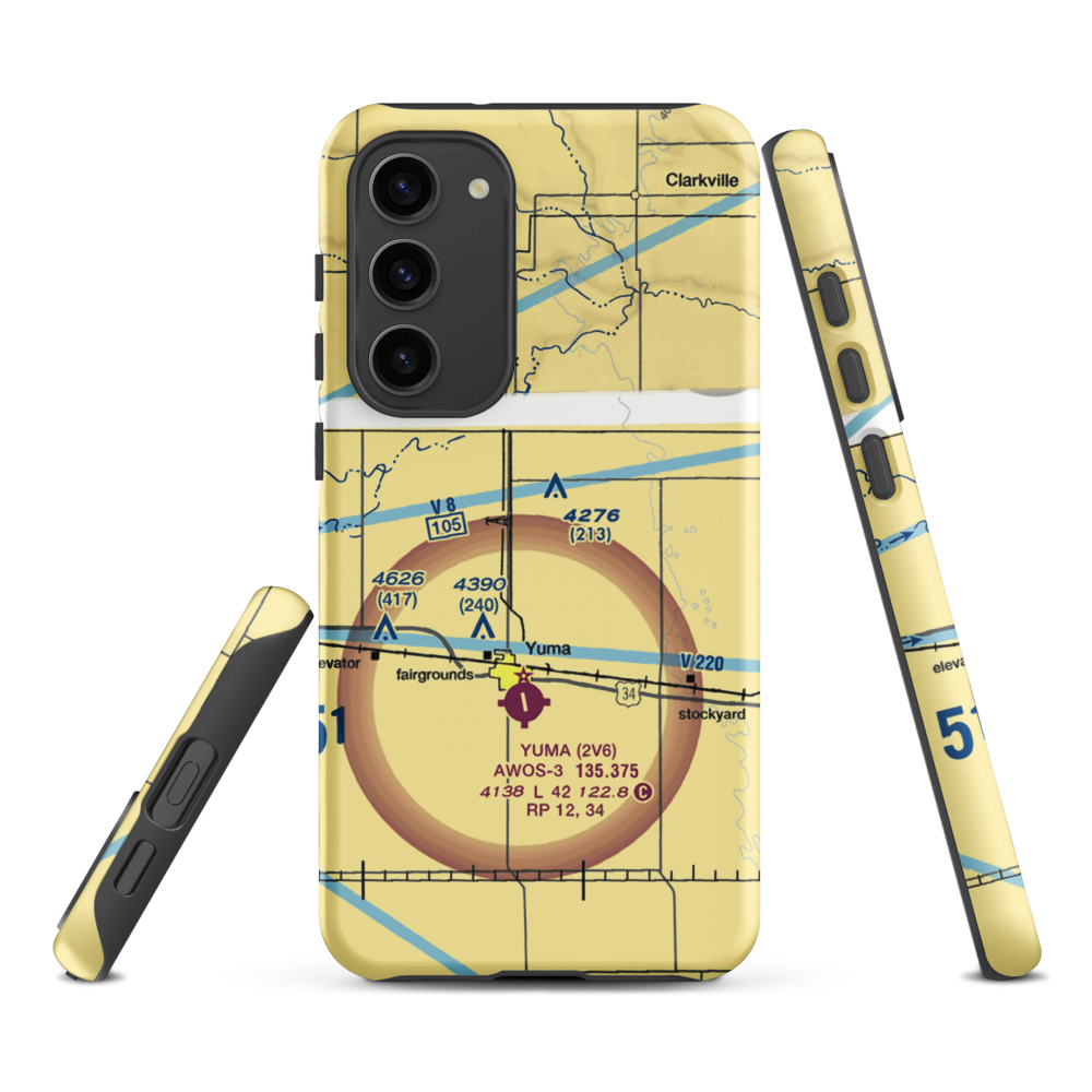 Jackson Airfield (CD05) VFR Sectional Samsung Phone Case Samsung Galaxy S23 Plus model shown